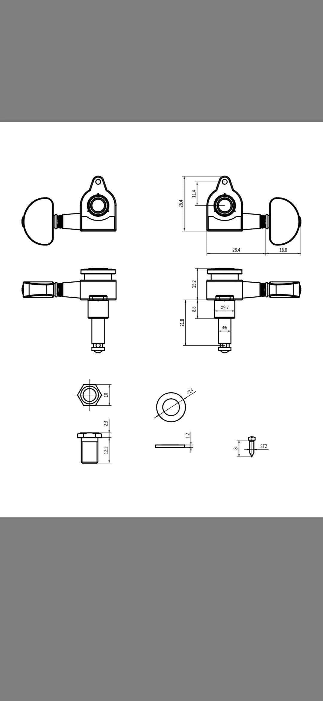 Guyker 6Pcs Guitar Locking Tuners (3L + 3R Handed) - 1:21 Lock String Tuning Key Pegs Machine Heads with Half-Circle Handle Repl